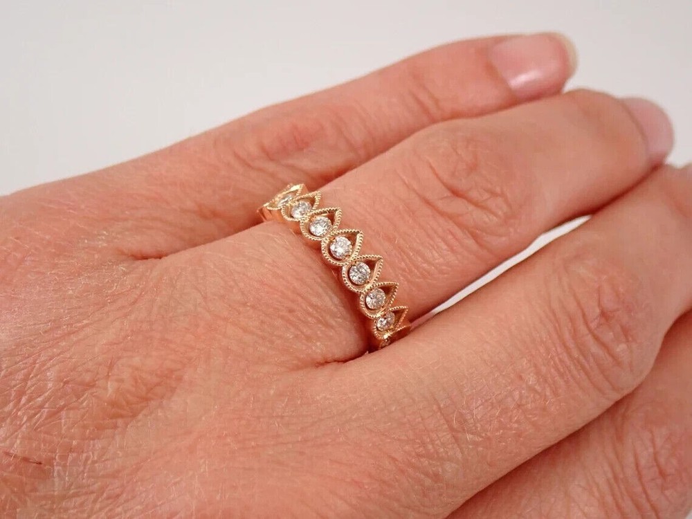 1Ct Lab Created Diamond Round Stackable Wedding Band Ring 14K Yellow Gold Plated