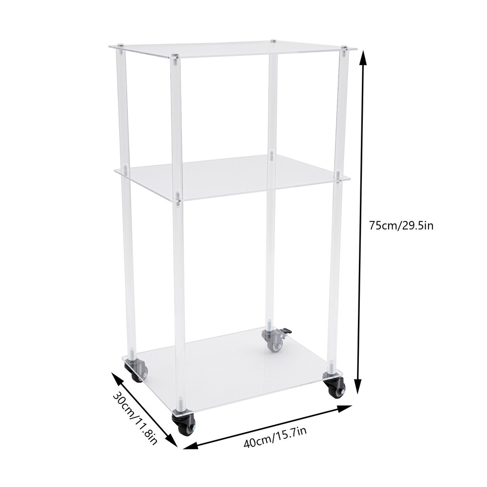 Acrylic Printer Stand 3-Tier Multifunctional Rolling Printer Table on Wheels