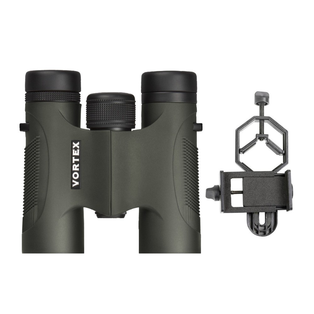 Vortex Diamondback 10x28 Binoculars Smartphone Adapter Bundle