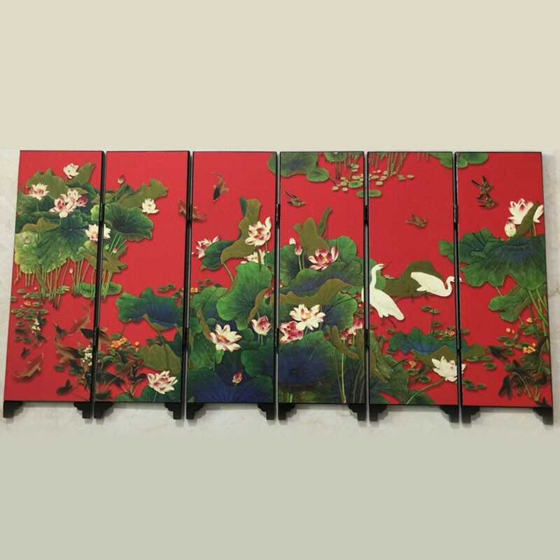 48cm Chinese Wooden Folding Screen Privacy Divider Mini Panel Desktop Decor