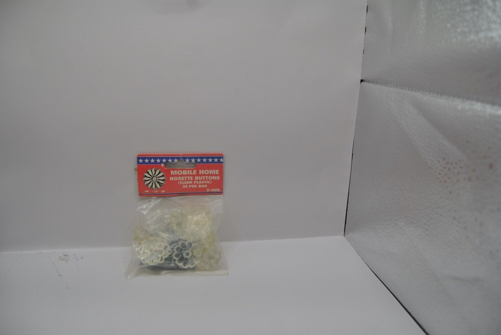Moblie Home Rosette Buttons Clear Plastic 24 per bag