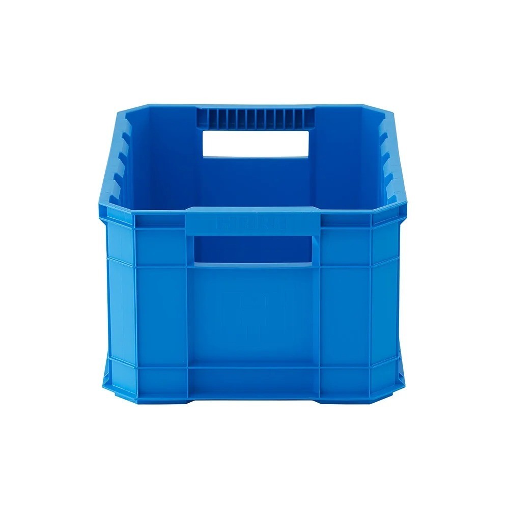 Stackable Plastic Storage Crate 8.5 Gallon Blue Heavy Duty Utility Box Container
