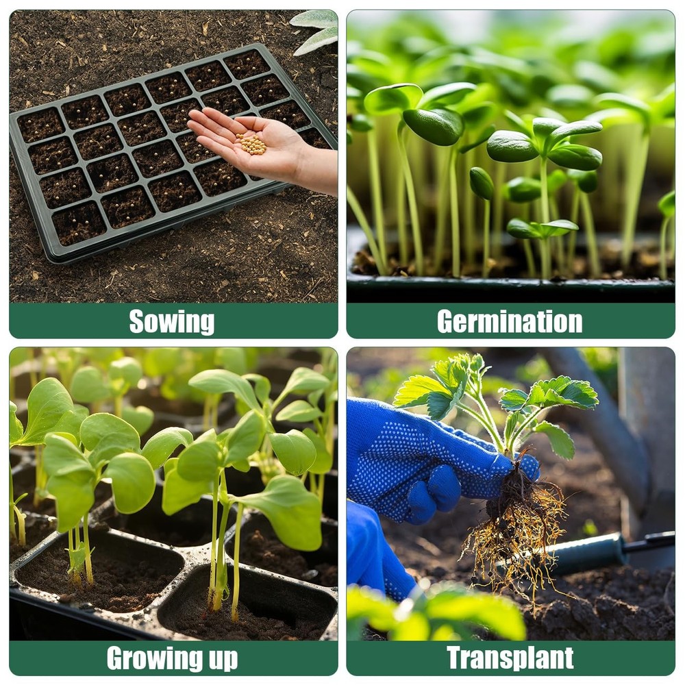 24XL Cell Seed Starter Tray with Dome-5 Pack 2'' Plug Seedling Trays(total 12...