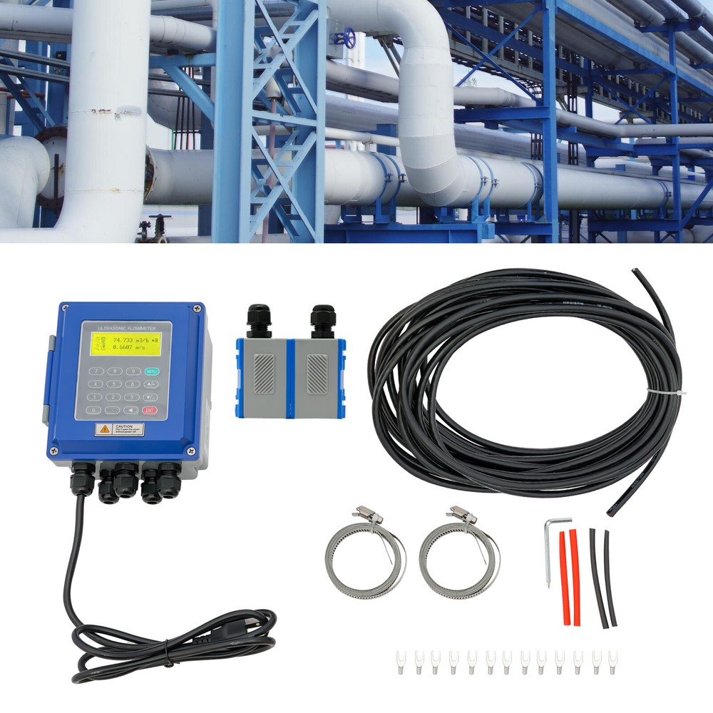 TUF-2000B Ultrasonic Flowmeter Wall Mounted Water Flow Meter Set