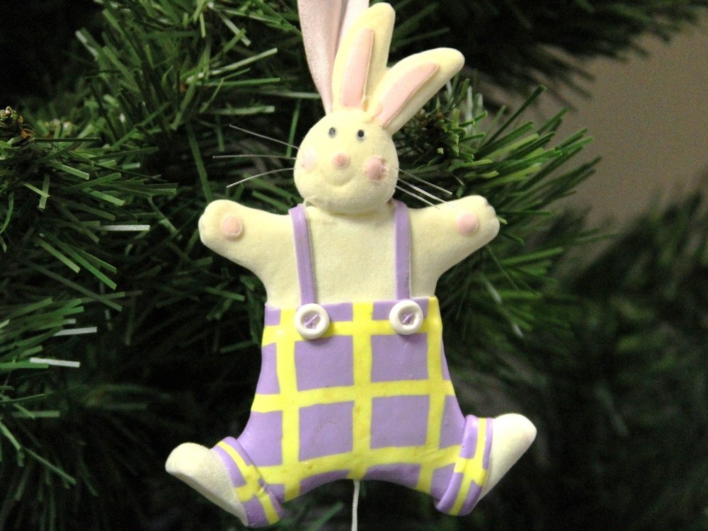 Easter Bunny with Easter Eggs "Tree Hanger" Ornament, (Style 2)