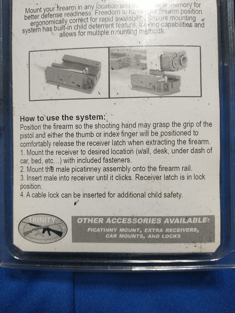 RAPID READY DOCK & LOCK SYSTEM FOR GUNS MOUNTING RECEIVER TRINITY HANDGUN NOS