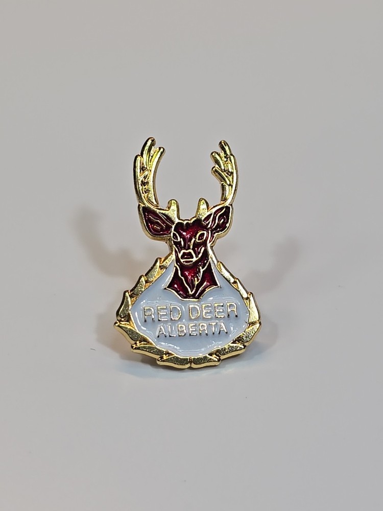 Red Deer Alberta Canada Souvenir Lapel Pin White Background