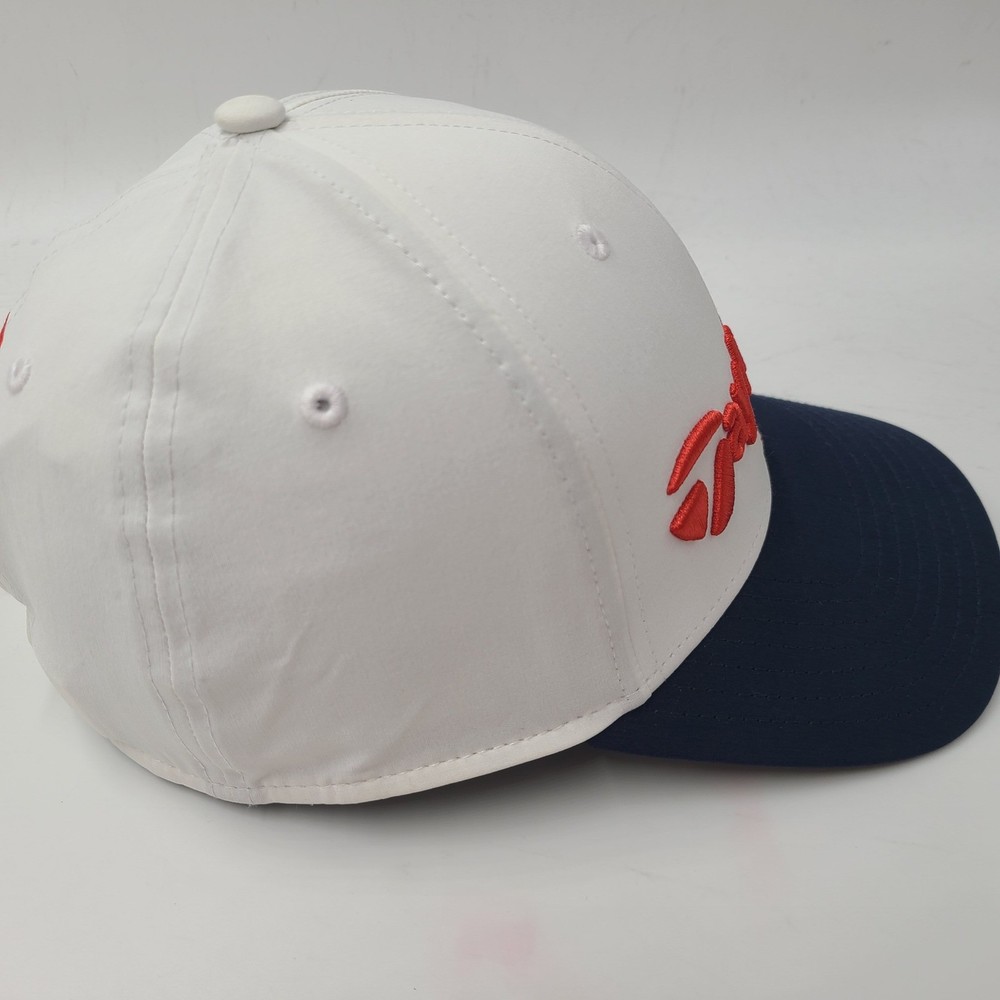 TaylorMade Hat Adjustable White Blue Red Golf Performance Polyester Casual Men