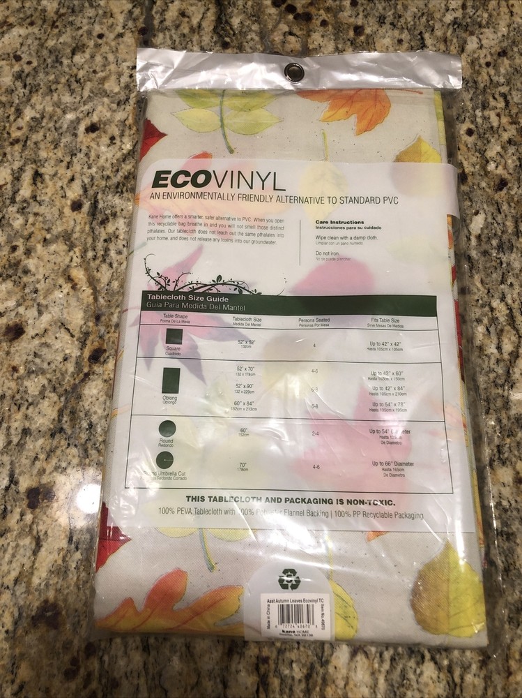 Eco Vinyl Fall Leaves Tablecloth New