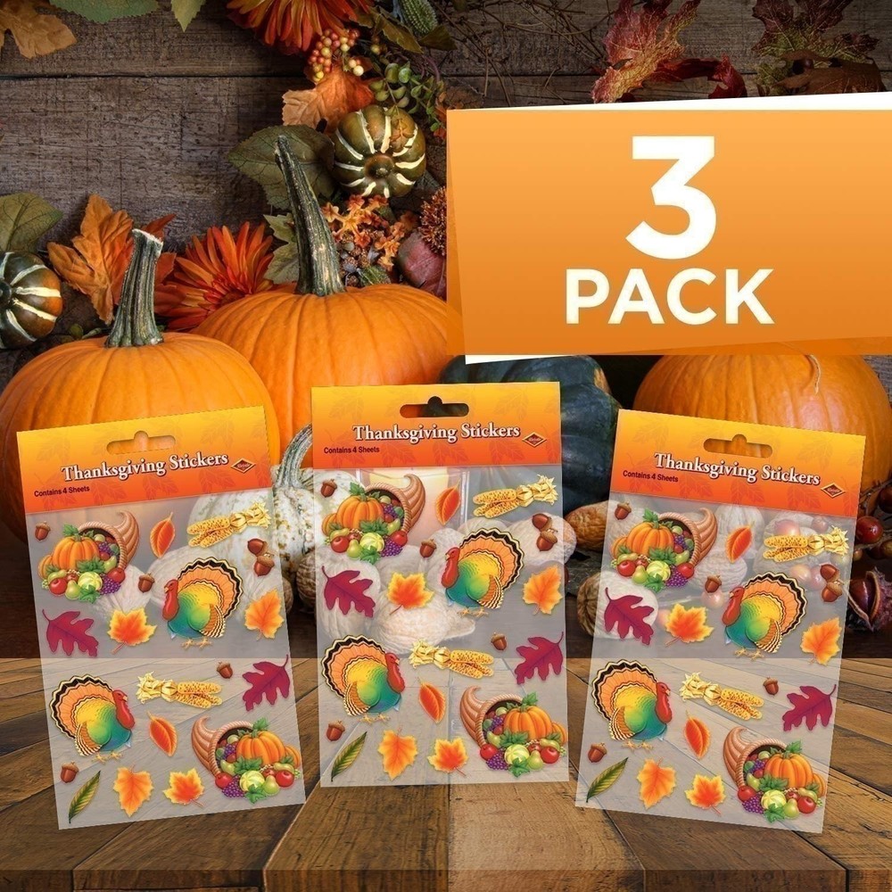 Beistle Thanksgiving Stickers 4 Sheets Per Pkg