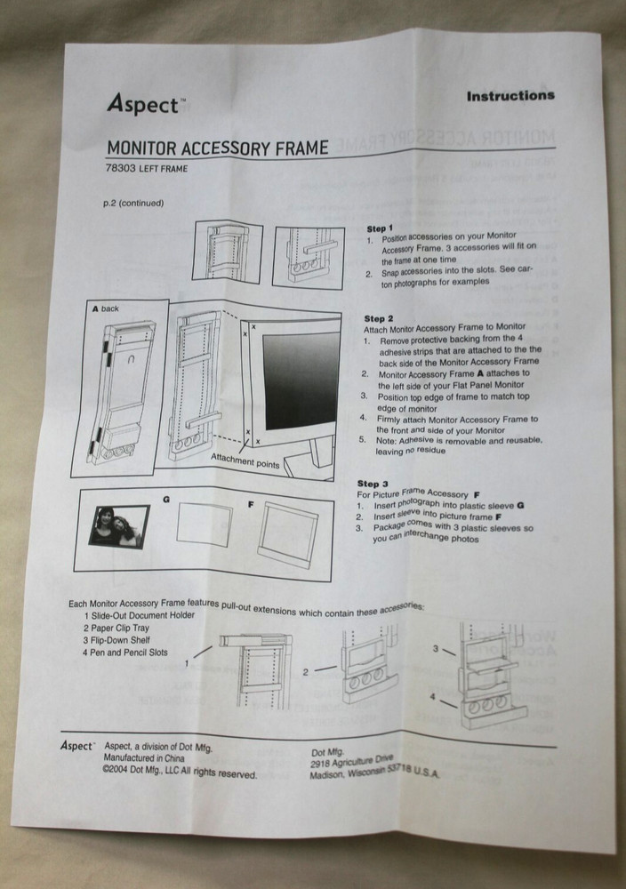 Monitor Mount Document Clip Computer Accessory Frame mirror note holder card vtg