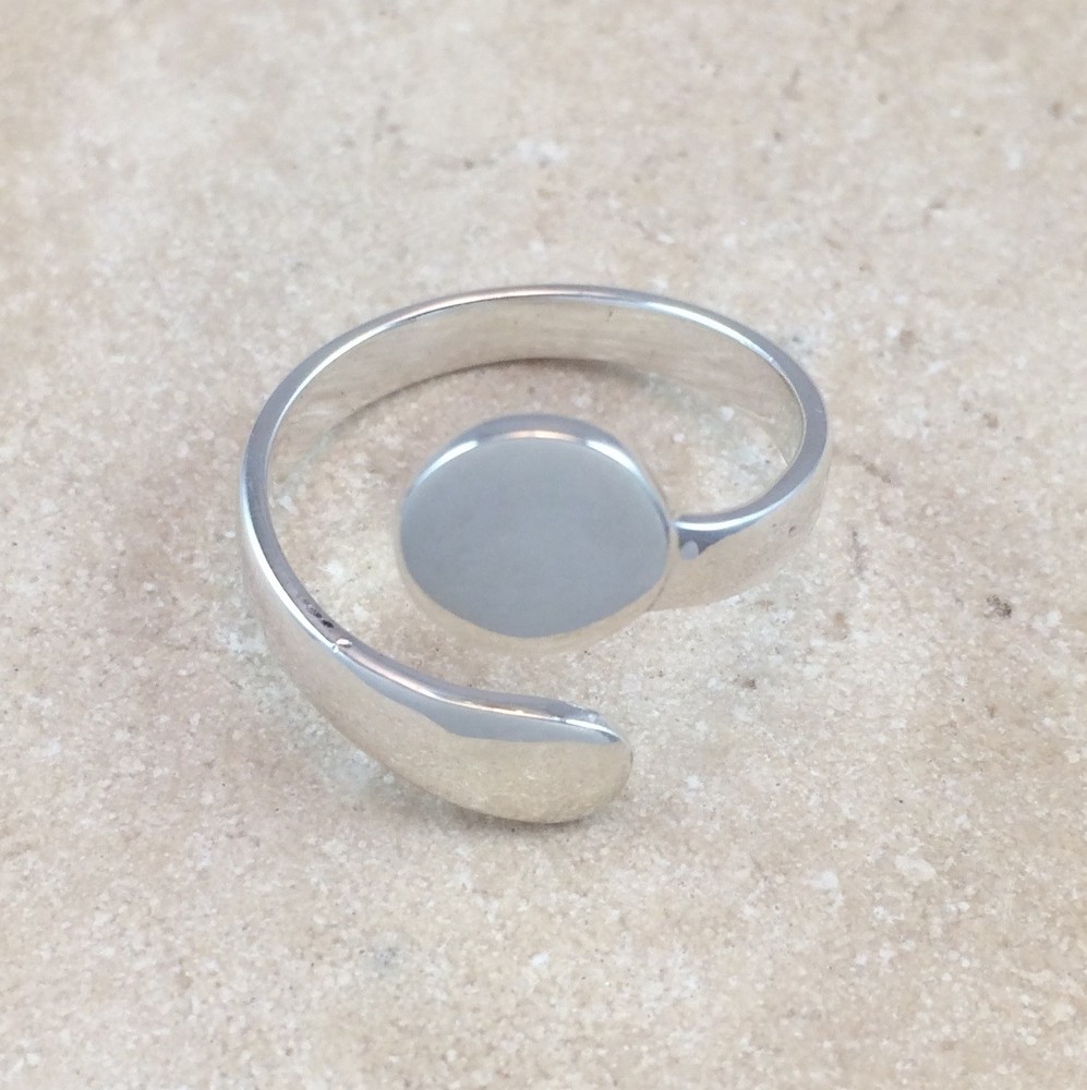 Sterling Silver Ring Blank with 8mm Pad Adjustable Style 925 Quality Finding HEA