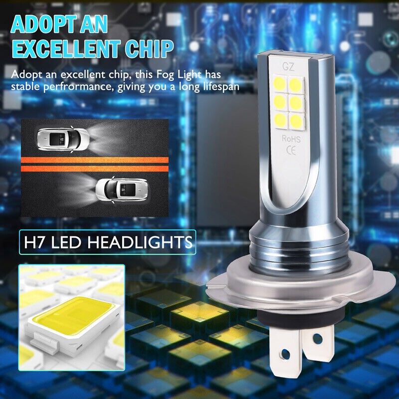 4x H7 LED Headlight Bulb Kit High Low Beam Super Bright 6000K White