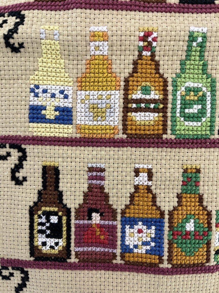 completed finished cross stitch Various drinks 12''x 24'' Gift