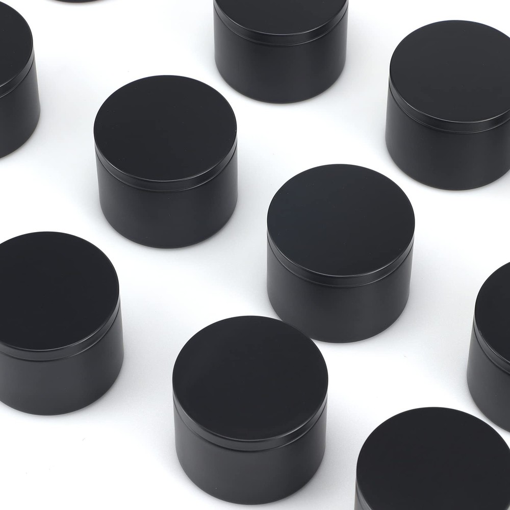 24 PCS 8 Oz Black Candle Tins Making Bulk Jars Tin Empty Containers Storage