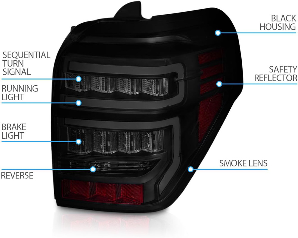 for 2014-2023 4 Runner Sequential LED Bar Smoke Black Replacement Tail Light As