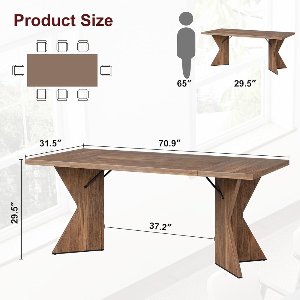 Rectangular Dining Table Iron Foot 1 Panel/Footboard Thick Triamine Double-Sided