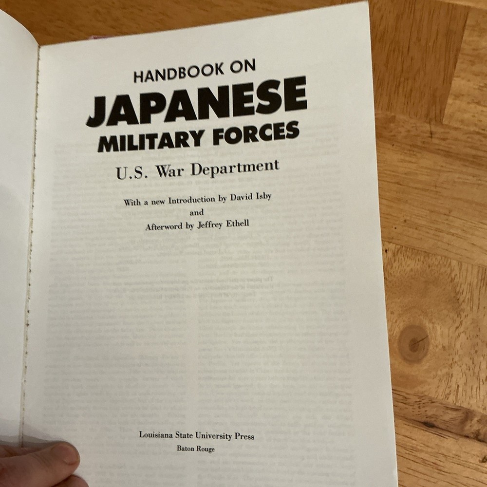 Handbook On Japanese Military Forces Reference Book