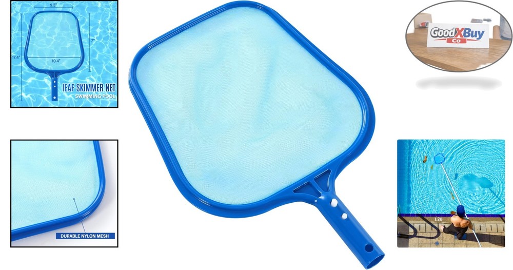 Pool Skimmer Net with Solid Plastic Frame and Fine Mesh for Pool Cleaning - D...