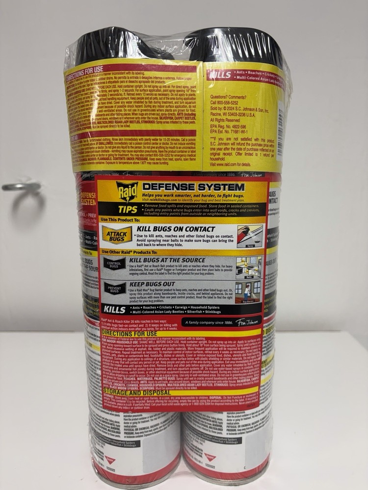 Raid Ant Roach Spray 2 Pack Fragrance Free (2) 20oz