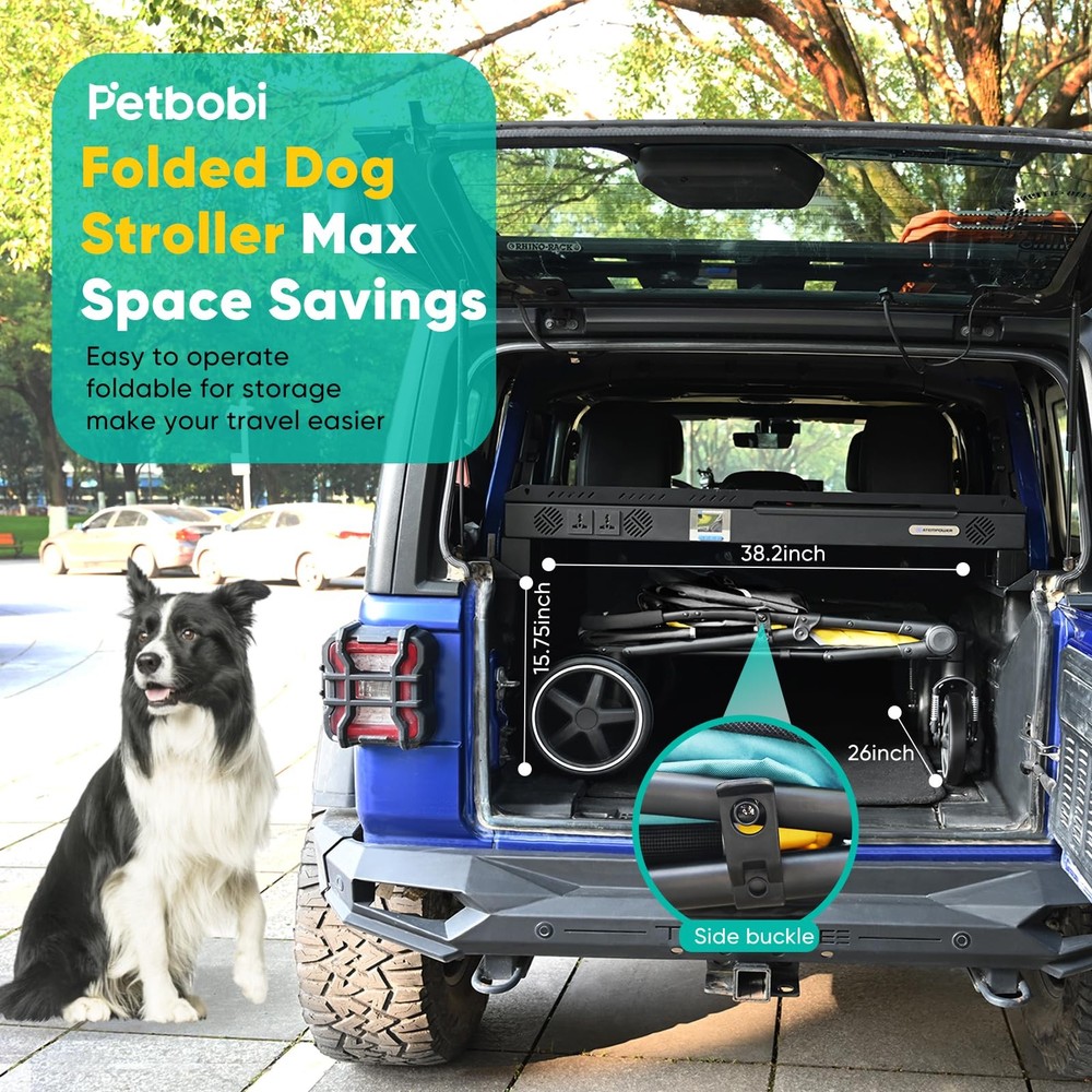 Dog Stroller for Large & Medium Dogs - Easy Fold Dual Entry Pet Stroller with...