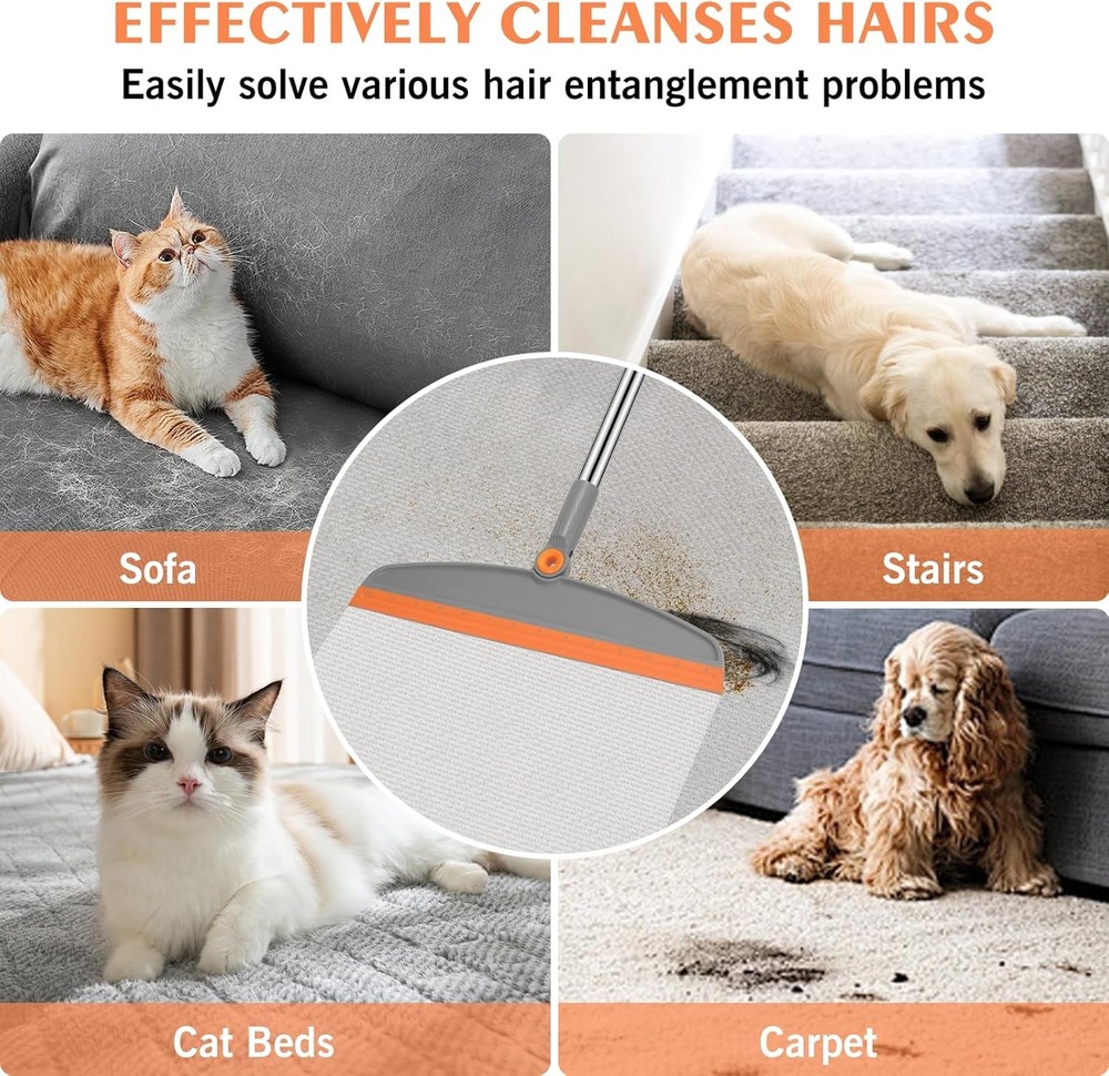 Multifunction Magic Broom, 54 Inch Adjustable Long Handle Gray Orange