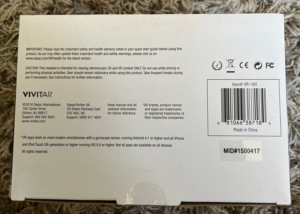 Vivitar Dream On Virtual Reality Headset - VR180