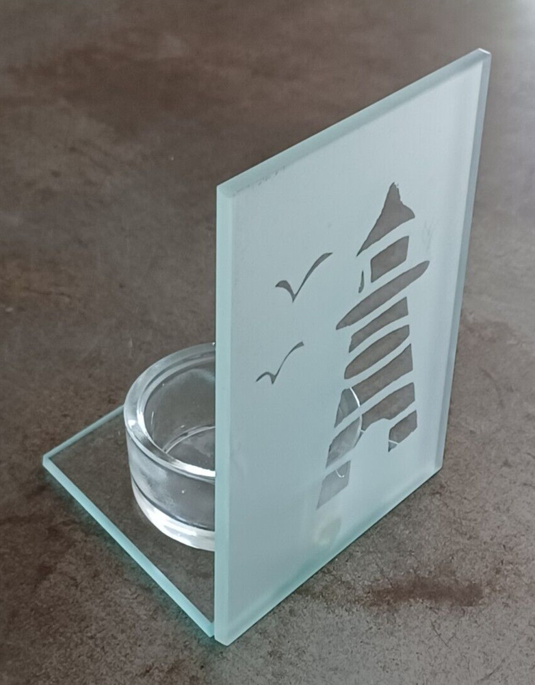 Glass Lighthouse Candle Holder 4.25" Tall