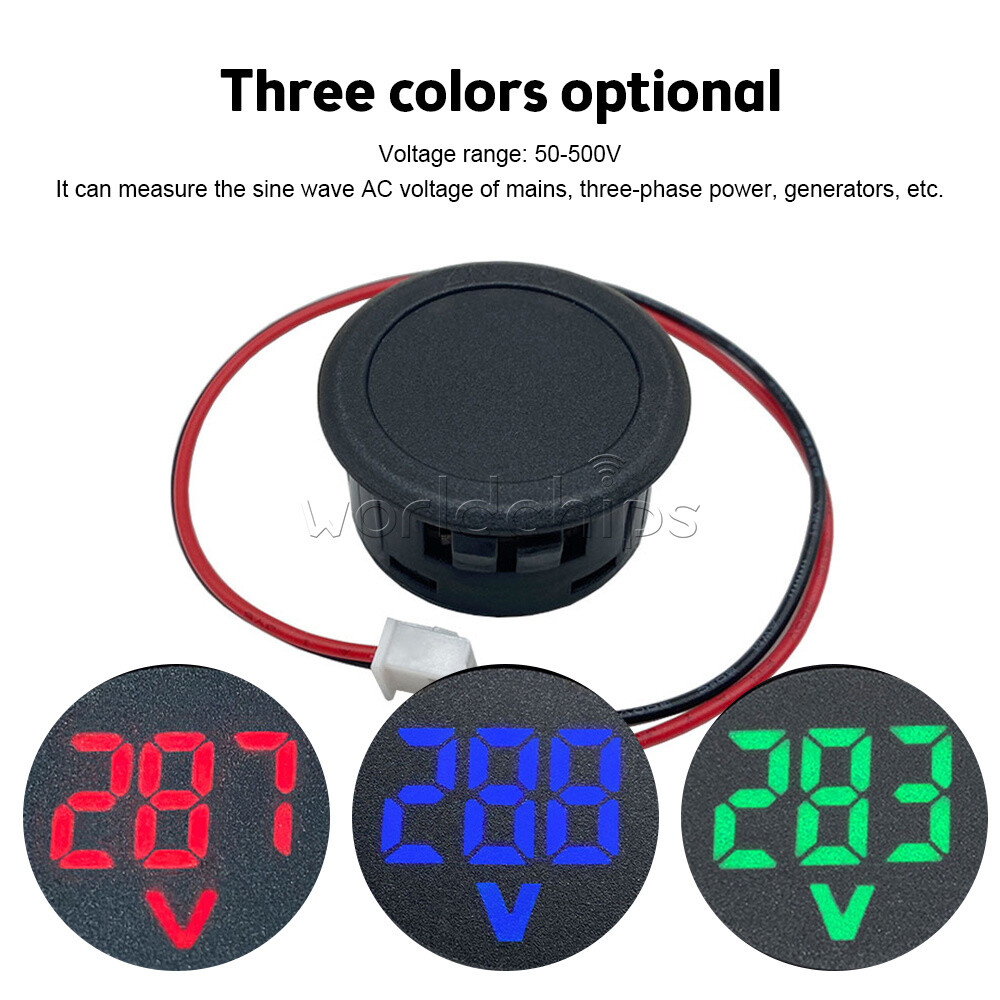 AC 50-500V Voltmeter LED Display Digital Panel Meter Voltage Indicator Red Blue