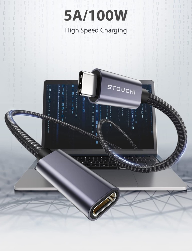 Stouchi USB C Extension Cable 10FT/3M, C Type 10 ft, Grey