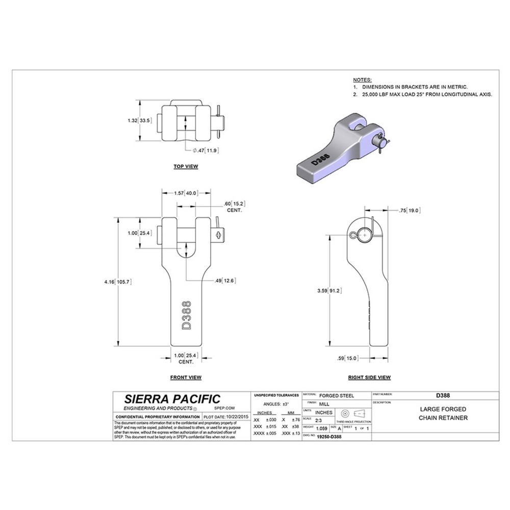 Weld-on 3/8" Safety Chain Retainer - SP-D388 - Single