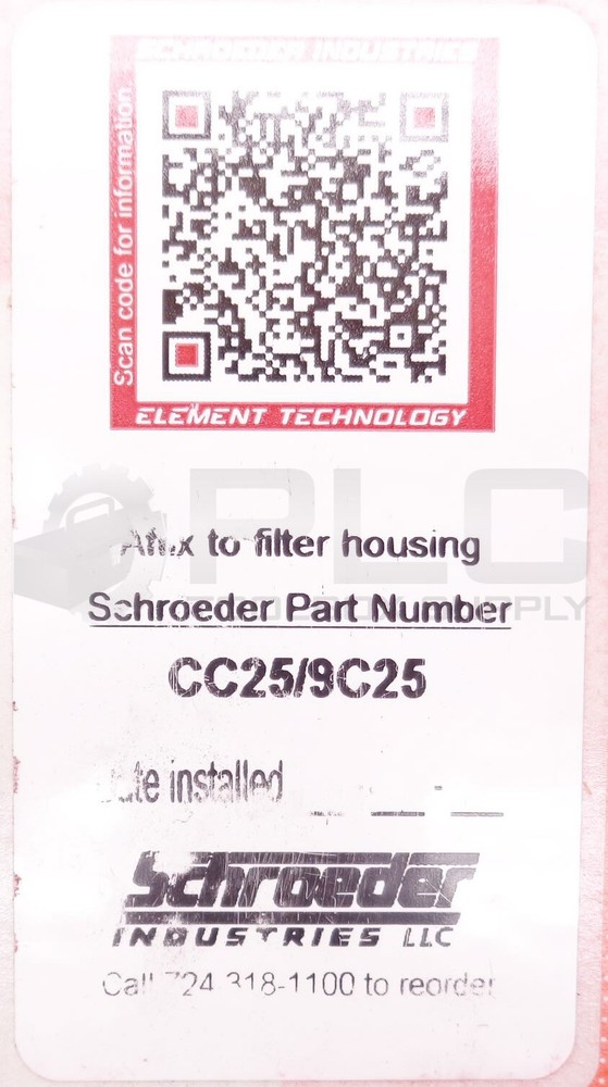 NEW SCHROEDER CC25/9C25 HYDRAULIC FILTER ELEMENT