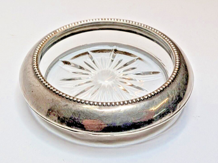 Vintage Crystal Silver Plated 4" Coaster