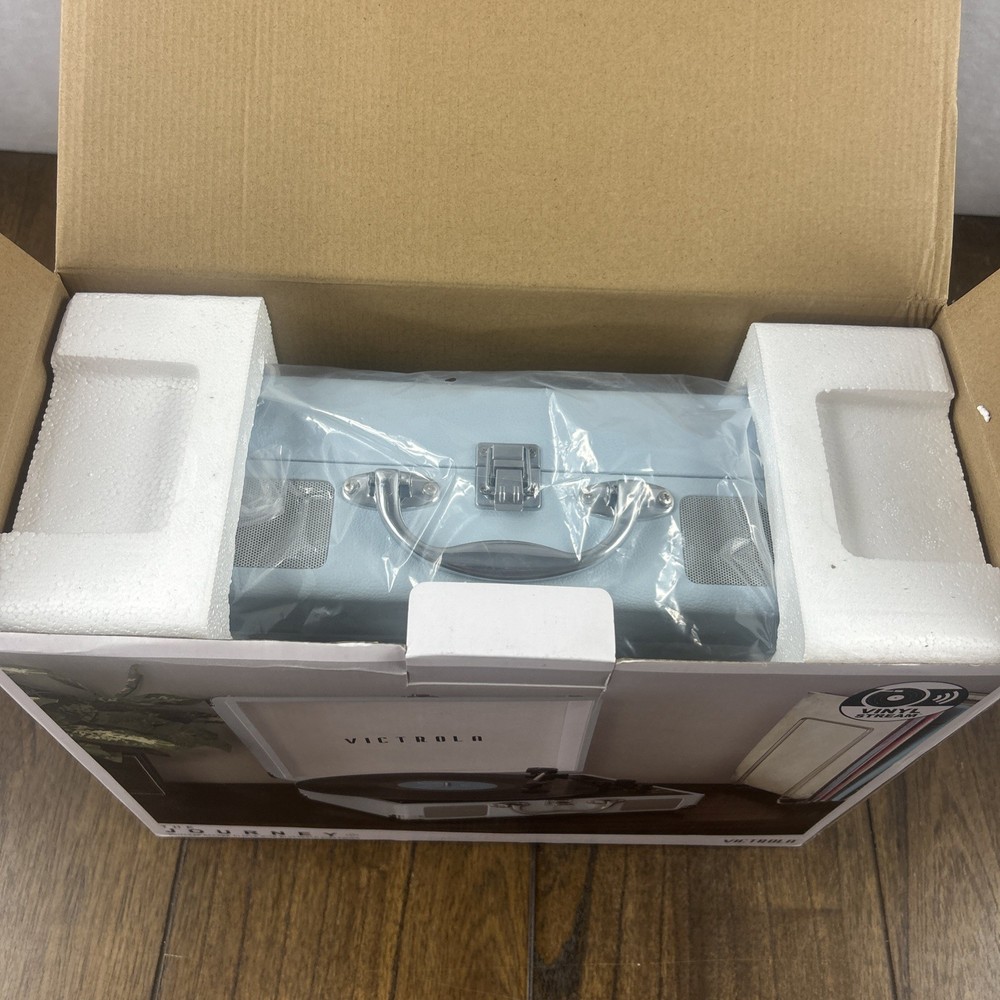 Victrola Journey+ Bluetooth Record Player Suitcase Blue Open Box Tested Working