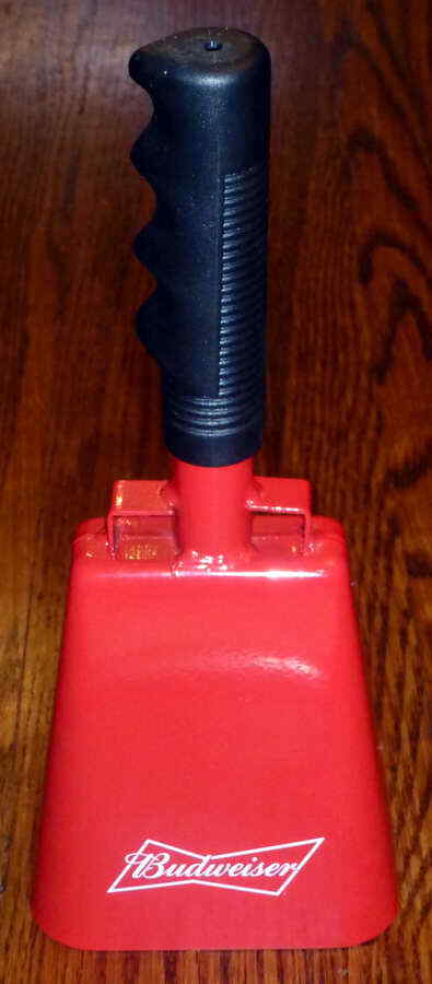 Classic Red Metal Hand-Held Budweiser Cowbell