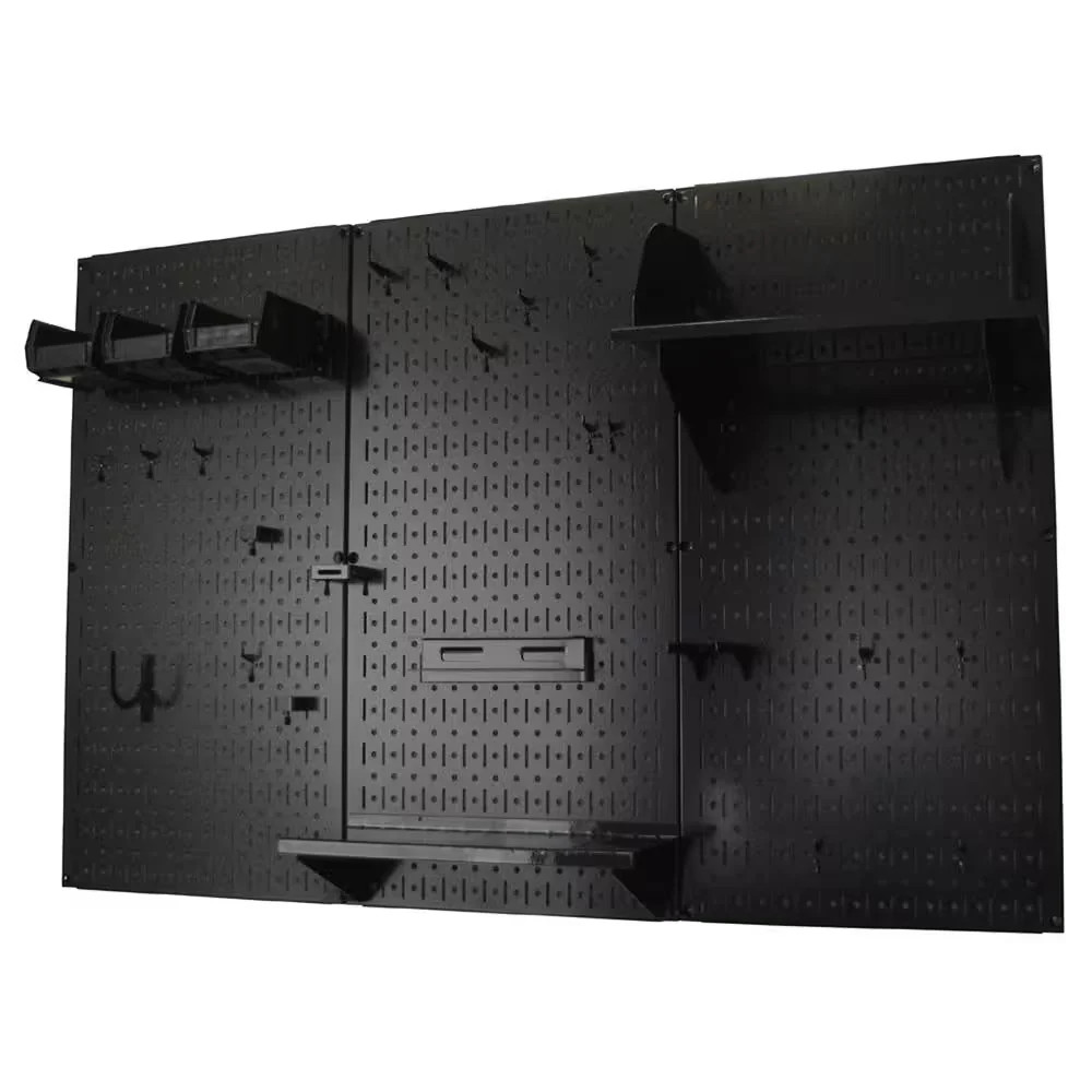 Wall Control 32x48 Metal Pegboard Tool Storage Kit Black w/ Accessories