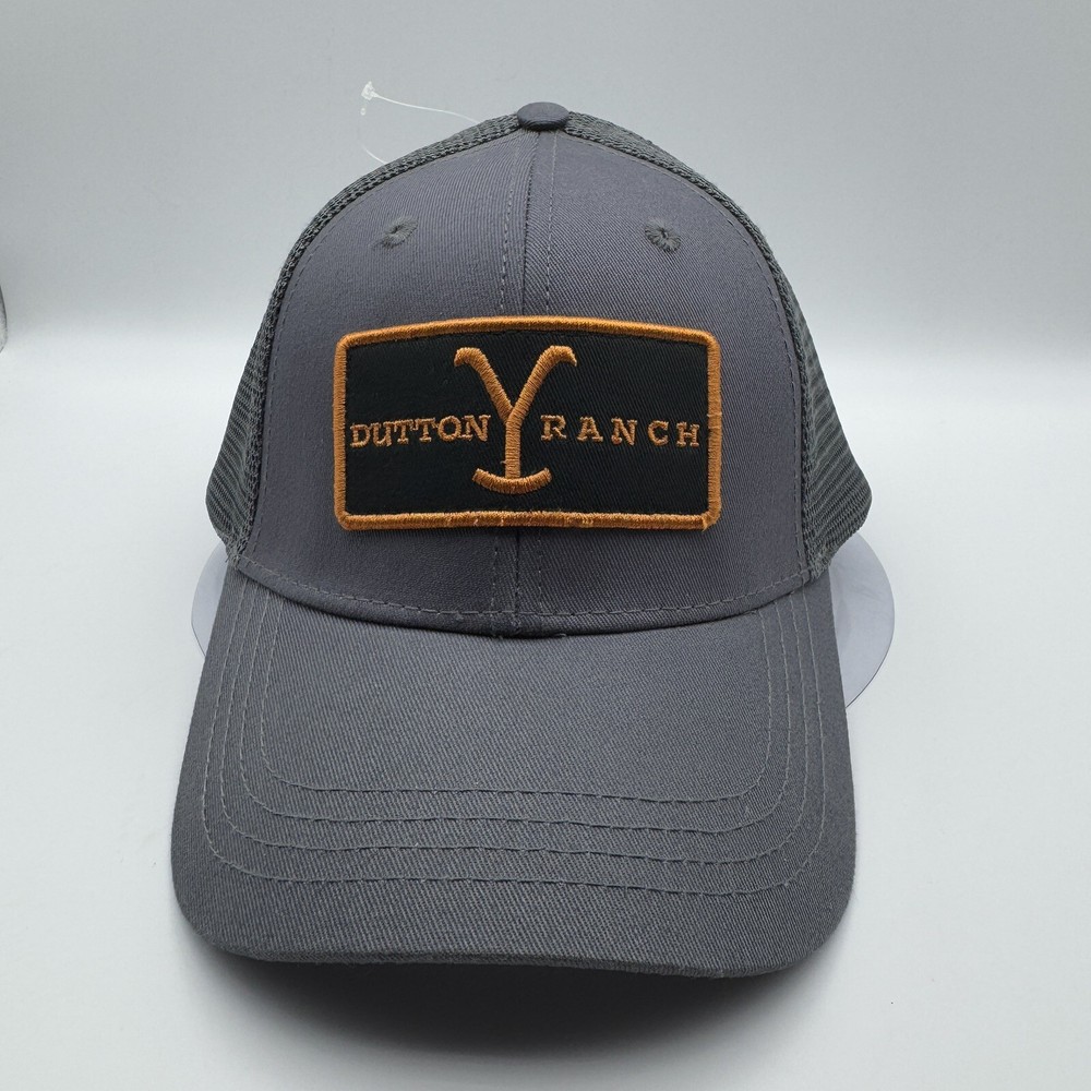 Yellowstone Dutton Ranch Emblem Patch Adjustable Trucker Hat Grey