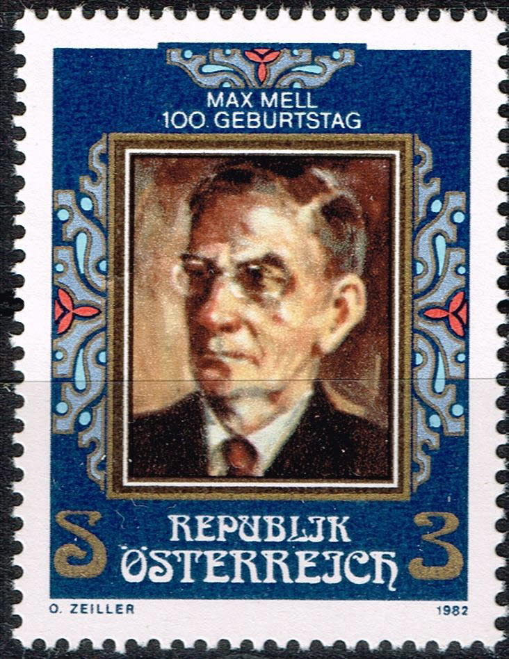 Austria Famous Writer Max Mell stamp 1982 MLH