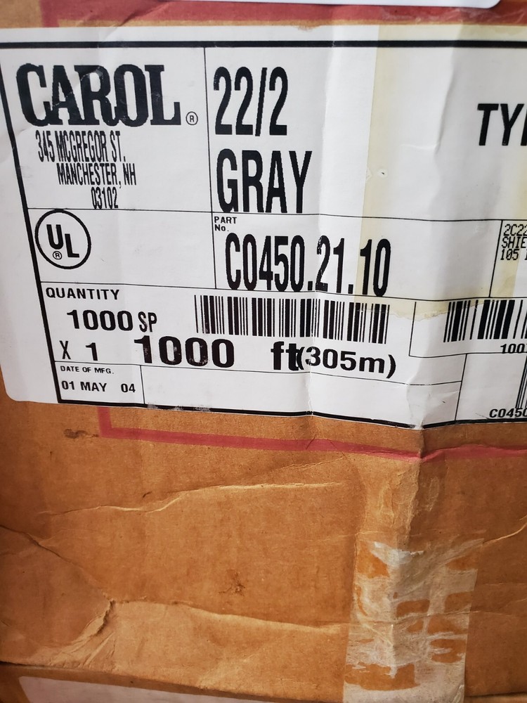 CAROL 22/2 Shielded PLTC 105° Gray 1000' Spool