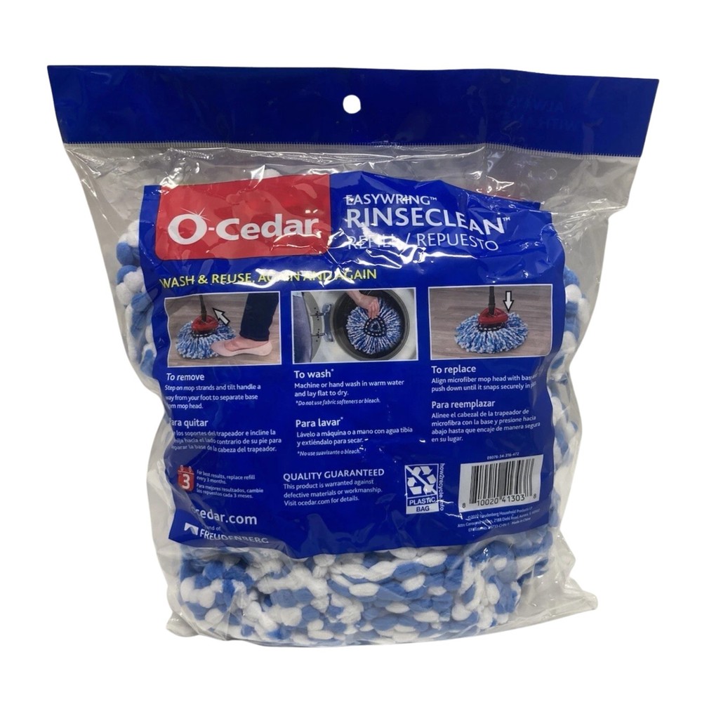 O-Cedar RinseClean Spin Mop Refill 2 Pack Replacement Heads EasyWring 2 Tank