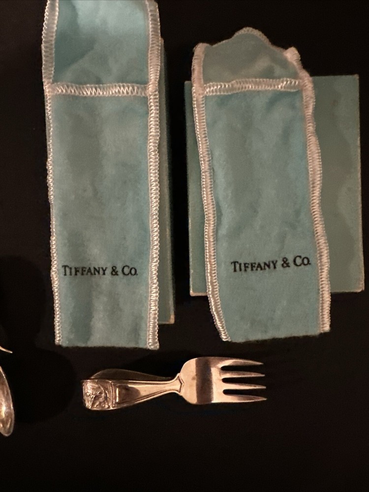 tiffany co engraved sterling silver spoon And Fork.