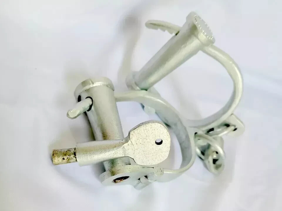 Silver Working Cast Iron Handcuffs & Key Western Prison Handcuffs