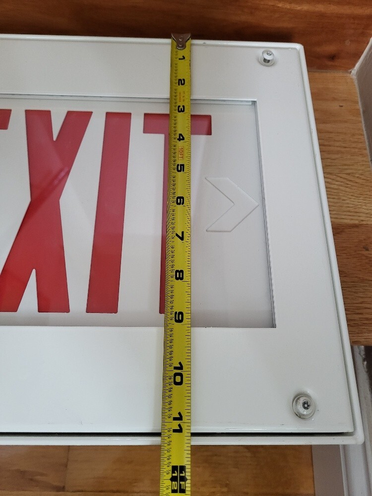 Kenall Exit Light Metal Box Wired "Correctional" White w/ Red Letters Untested