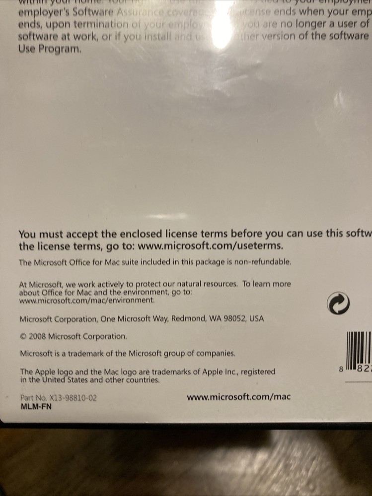 Microsoft Office: Mac 2008 Home Use Program DVD-ROM w/ Product Key #57