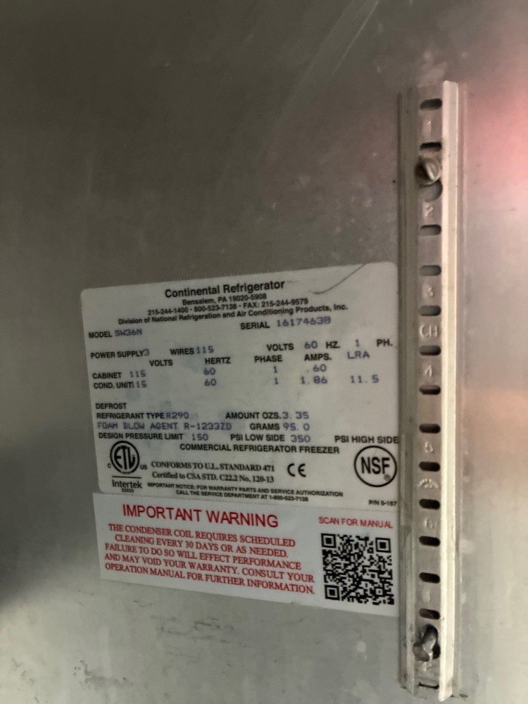 Continental Refrigerator 36" Work Top Refrigerator