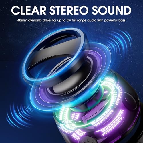 Magnetic Bluetooth Speakers,Small Bluetooth Speaker with Multi-RGB 1 Pack Black