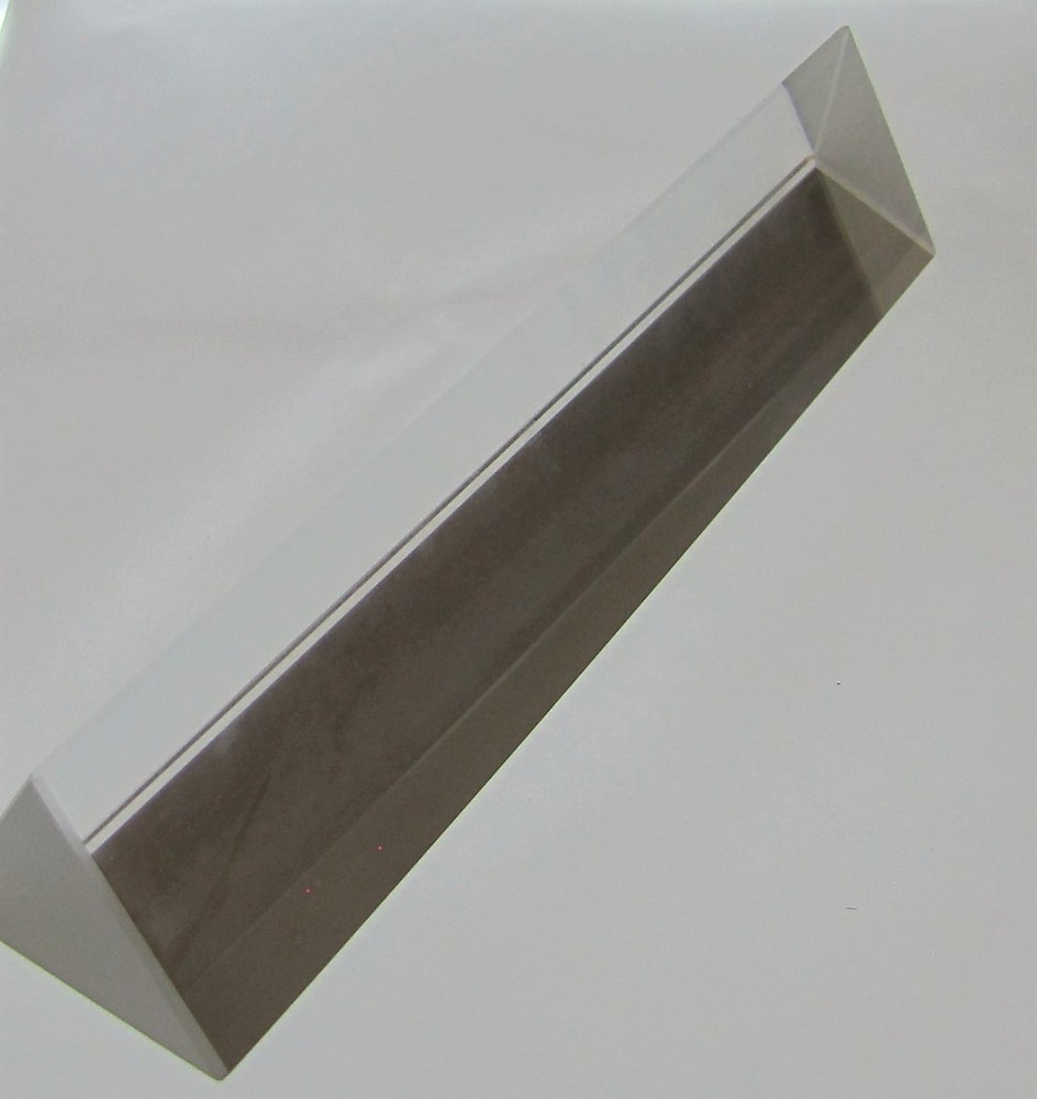 Large Optical Glass Triangular Prism 18cm x 4cm 7" Light Spectrum Physics w Box