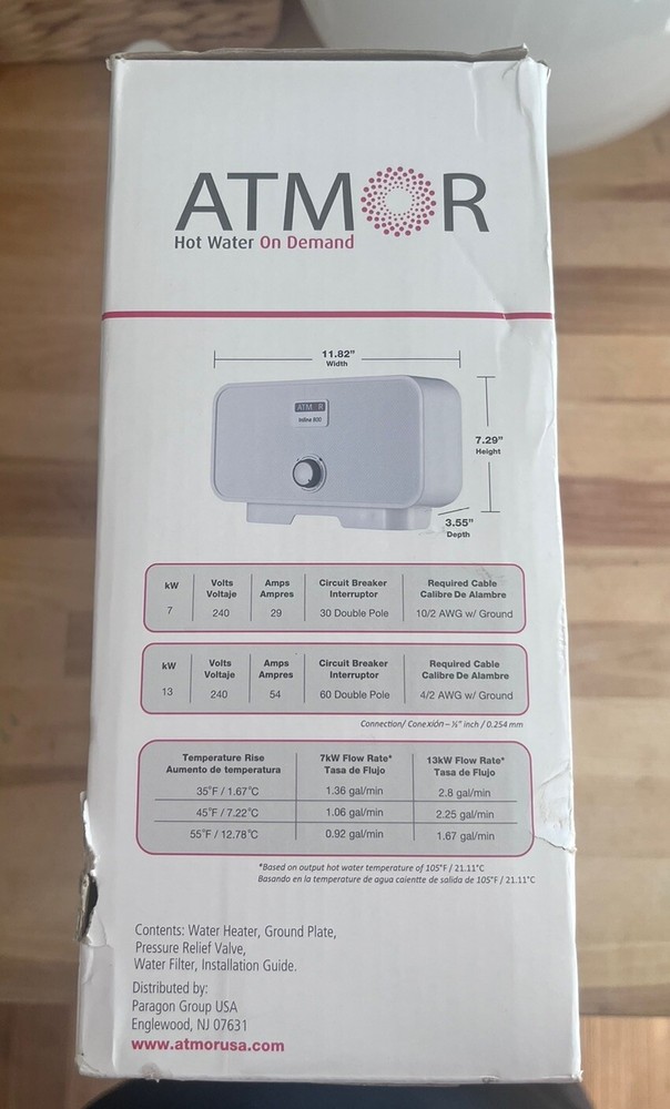 Atmor 13000Watts/240V Electric Tankless Water Heater Includes Pressure Relief...