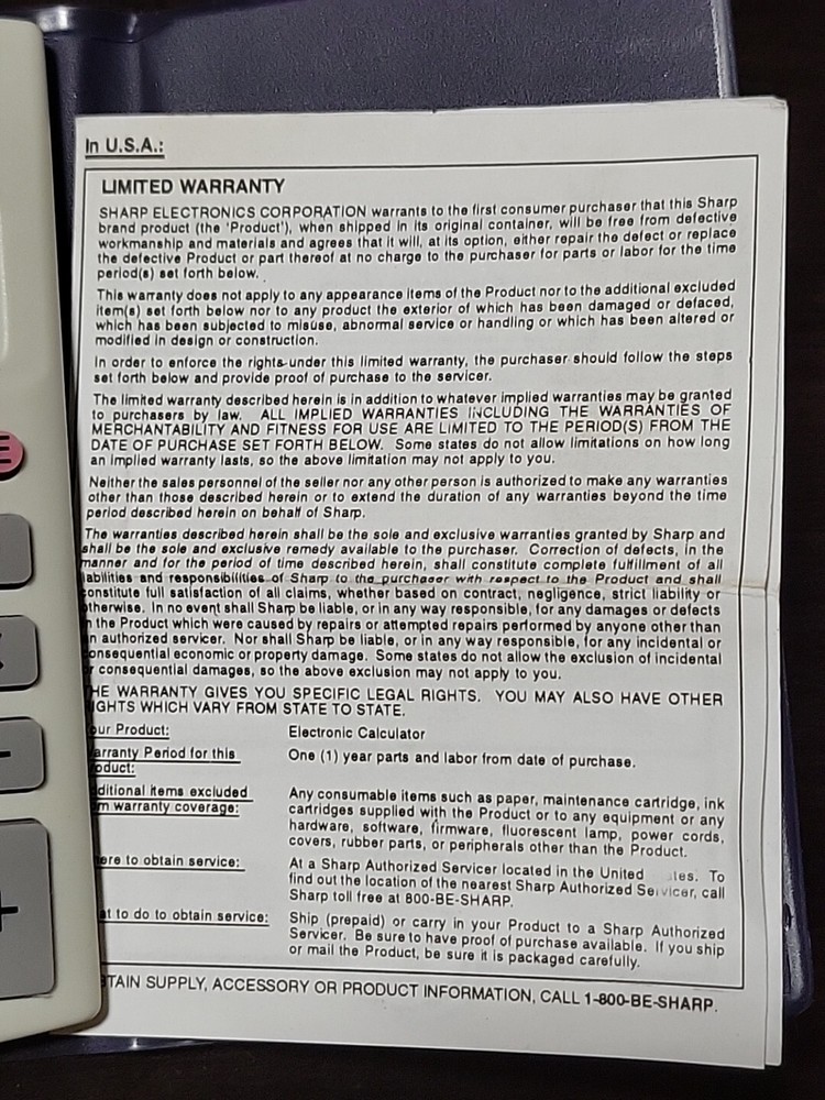 Sharp Elsi Mate EL-376L 8 - Digit Electronic Twin Power Calculator