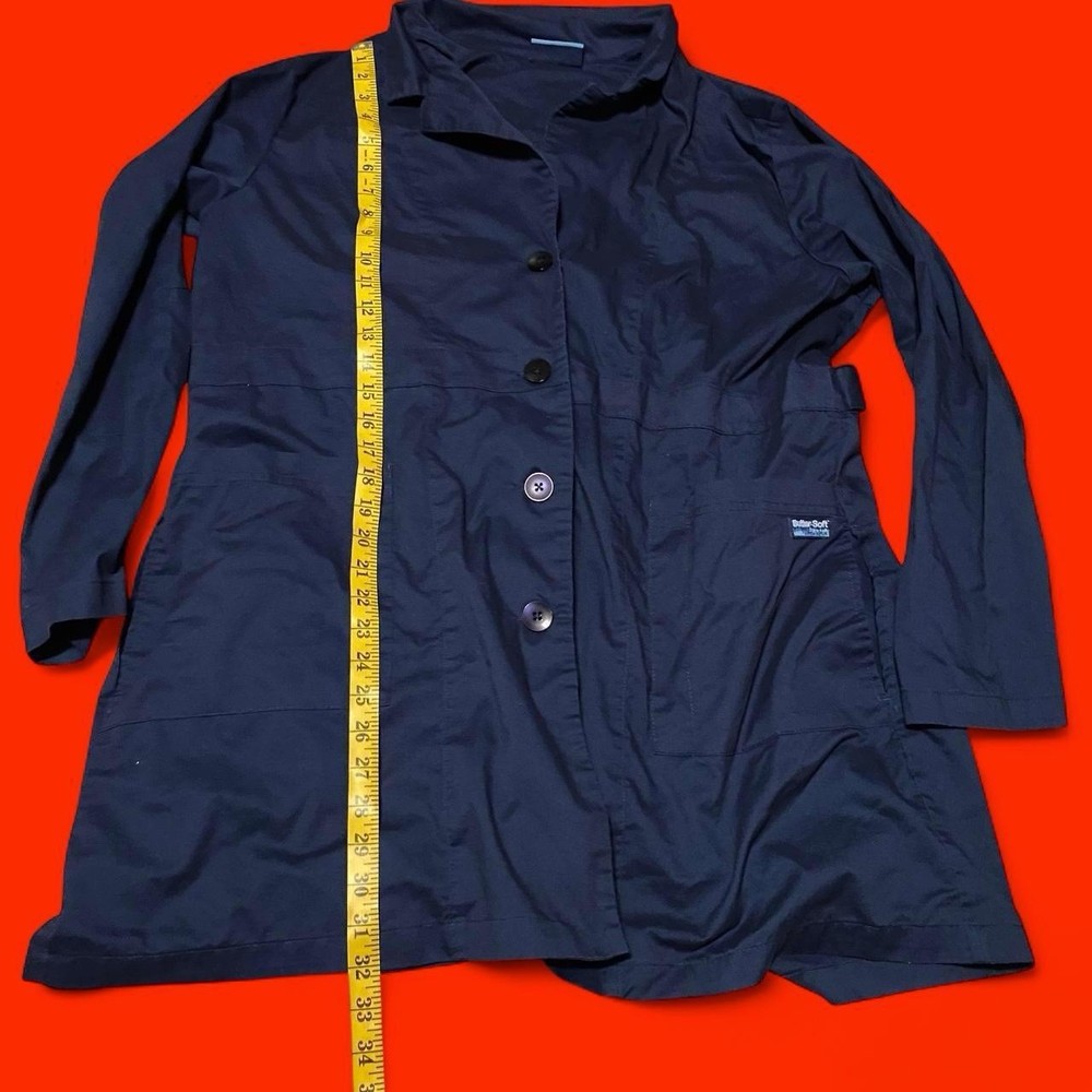 Butter-Soft Navy Blue Lab Coat Button Front Work Jacket Mens Large